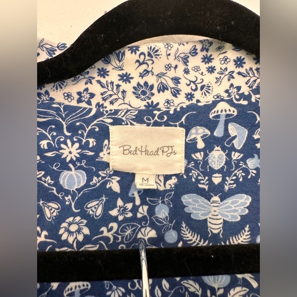 Bedhead Through The Woods Knit 3/4 Sleeve Notch Collar Cropped Pajama Set Medium - Picture 4 of 10